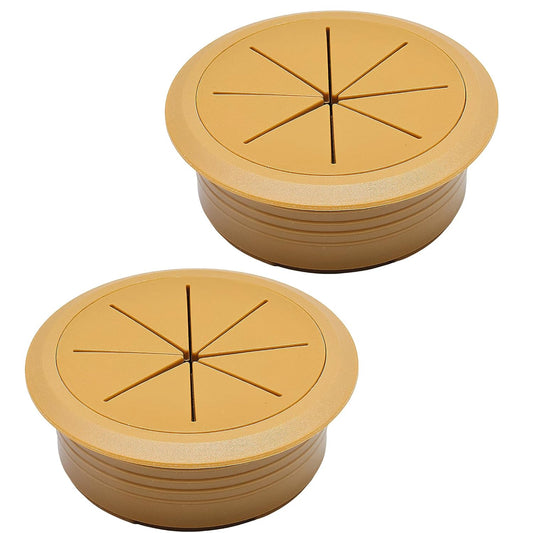 Desk Grommet 2" (50 mm), Desk Hole Cover for Cables Brown, Cable Grommet ABS Plastic, Desk Hole Grommet for Office and Home Table Cable, Detachable & Flexible Cable Cord Organizer-2 Pcs