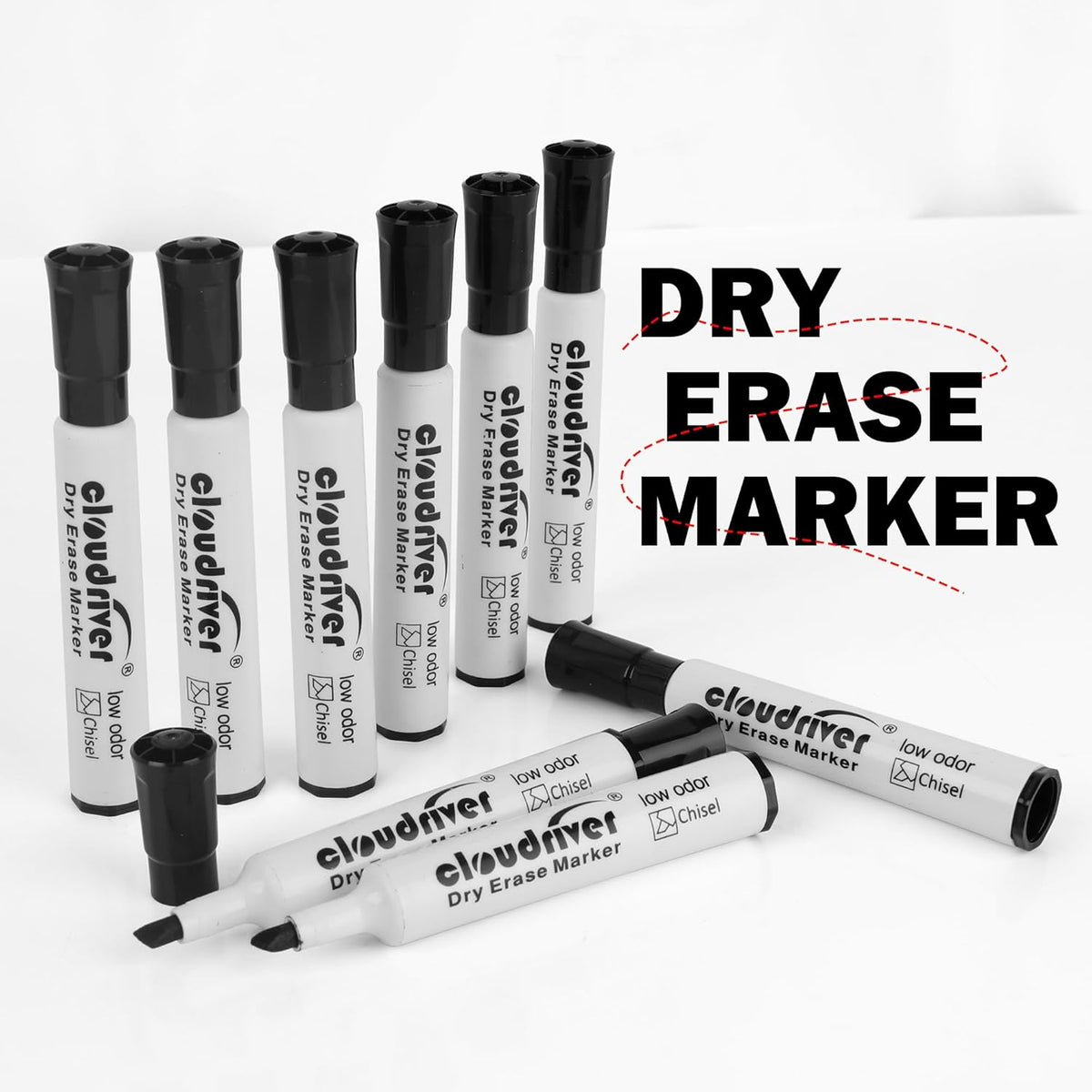 cloudriver Low Odor Dry Erase Markers Tank Style, 86 Count, Chisel Tip, Black Whiteboard Markers, Bulk Dry Erase Marker For Office, home and School Supplies