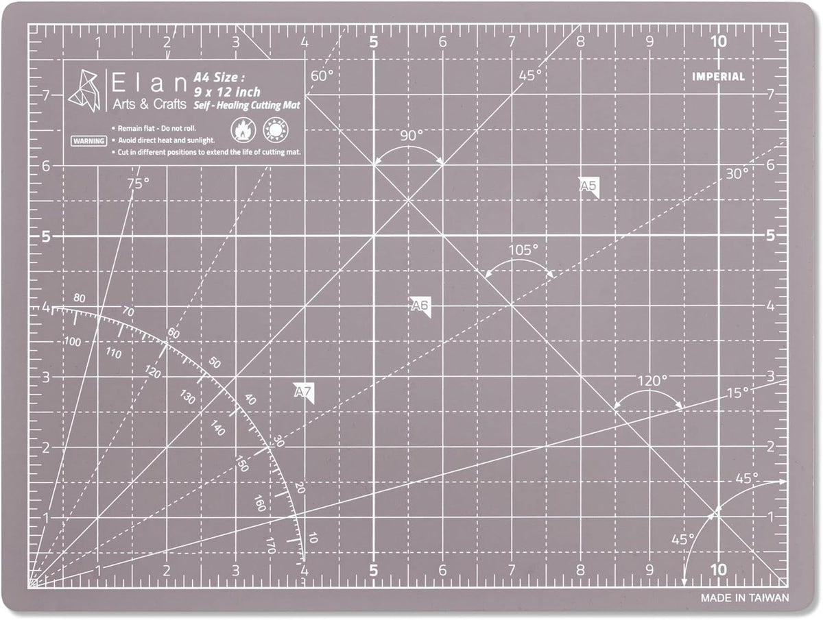 Elan Cutting Mat A4 Black & Taupe, Self Healing Cutting Mat 9x12 Inch, 5-Ply Craft Board Black, Hobby Board for Crafts 9x12 Inch