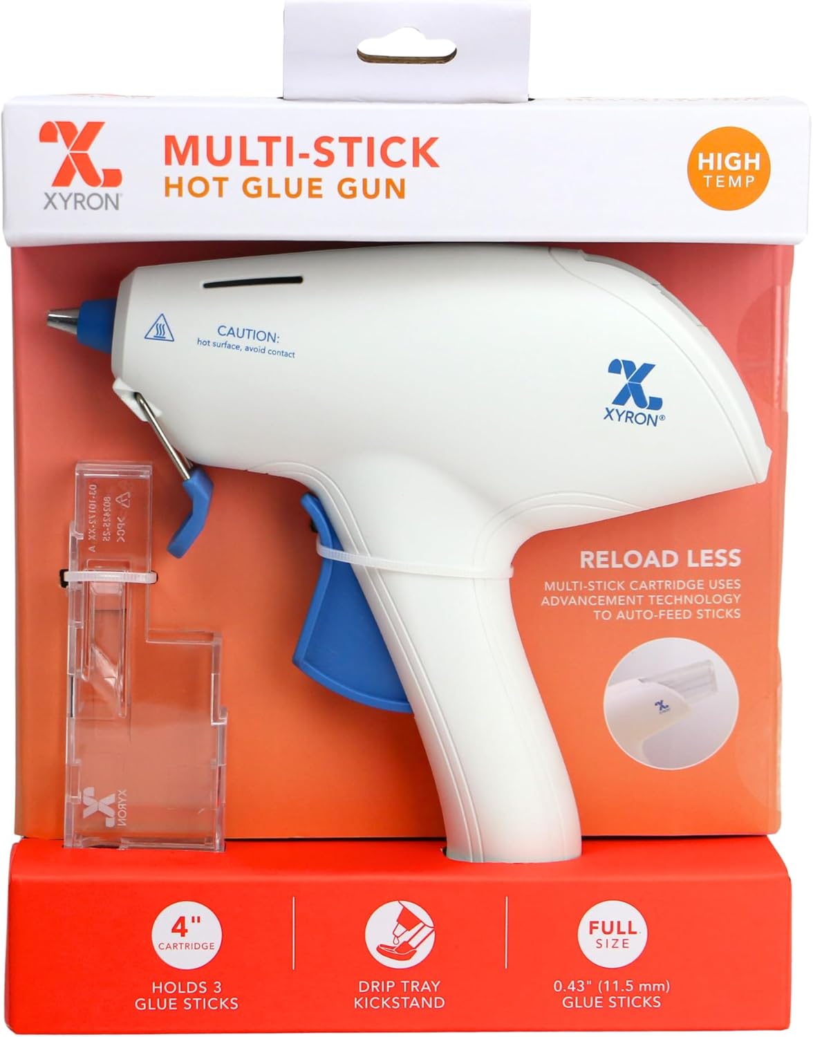 Xyron Full Size Multi-Stick Hot Glue Gun, for Craft & Crafting Projects, Convenient Cartridge Holds up to 3 Sticks, Includes 10 Full Size 4" Glue Sticks (627144)