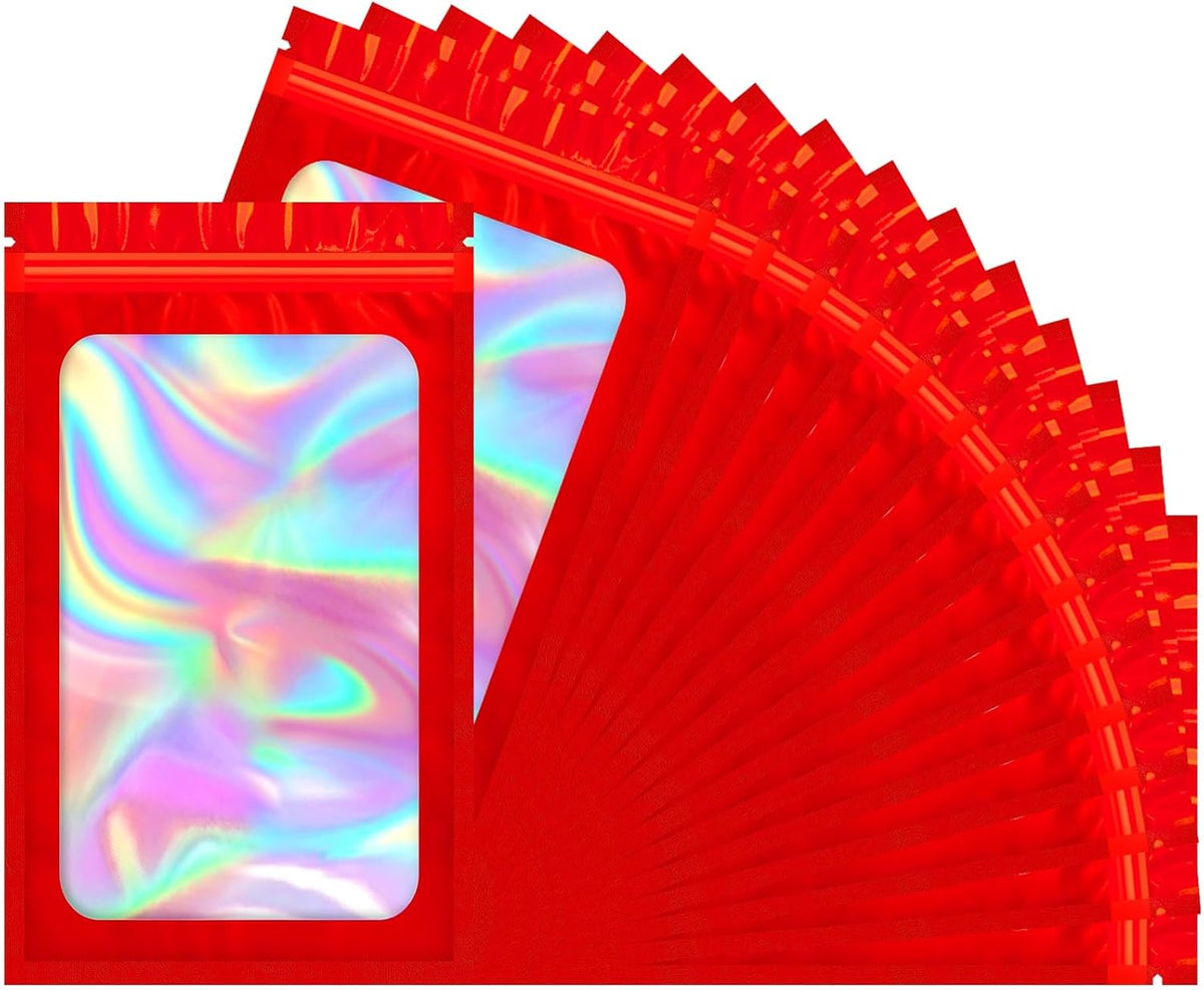 Smell Proof Bag, 100 PCS Mylar Bags, Holographic Bags with Sealing Strip (2.4x3.9 Inch)