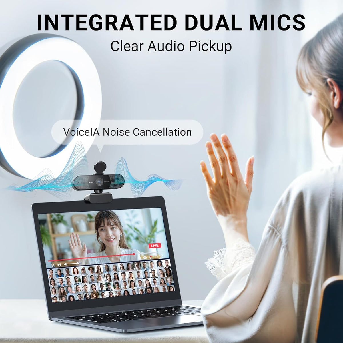EMEET 2024 Upgraded C960 Webcam for PC, Autofocus, 1080P HD, 73° View Angle, Computer Camera w/Privacy Cover and Microphone, Plug and Play USB Webcam for Video Calling/Zoom/Teams/Google Meet