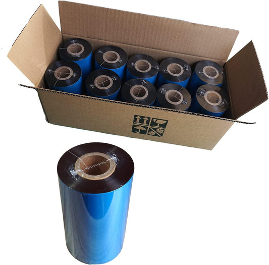 (10 Rolls) 4.33'' x 984' Premium Resin Enhanced Wax Ribbon, 110mm x 300m Black Thermal Transfer Ribbon, Barcode Thermal Label Printer Ribbon, CSO-Ink Outside, 1'' Core for Zebra, TSC, GoDex, Citizen