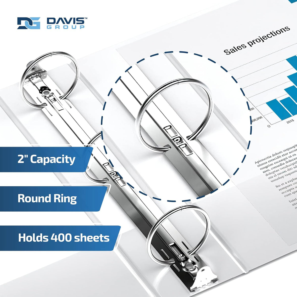 Premium Economy 6-Pack 3-Ring Binders for School or Office, Round-Ring Binders, 2 Inch, White