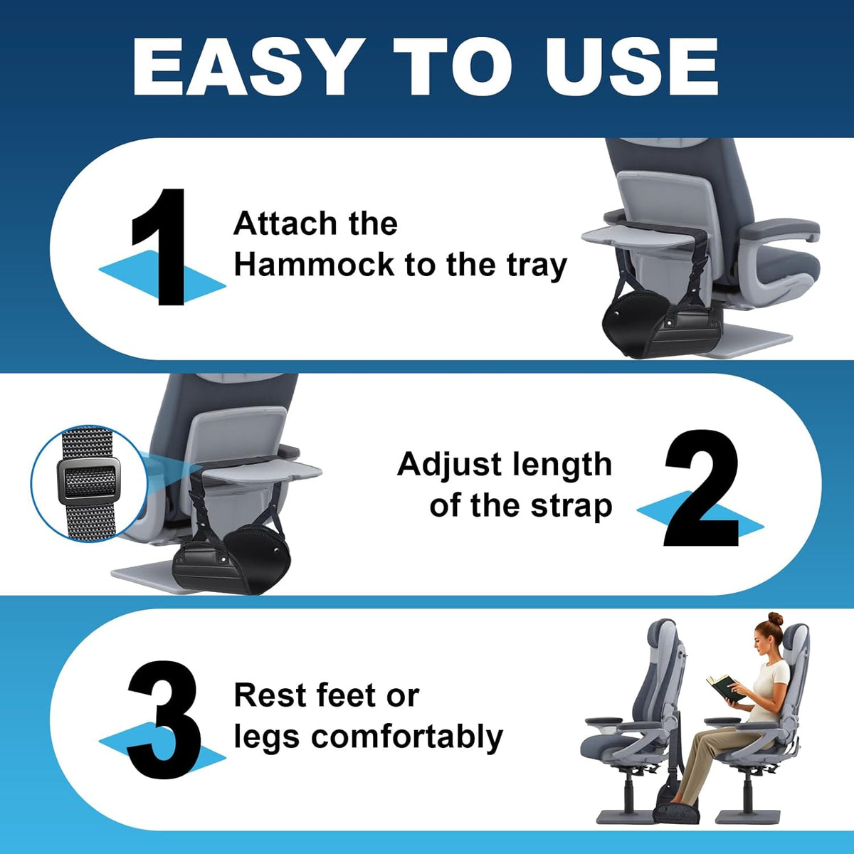 Airplane Foot Hammock, Portable Foot Hammock for Plane Travel to Relax Your Feet, Plane Travel Essentials Comfy Foot Rest Hanger Plane Footrest for Long Trip