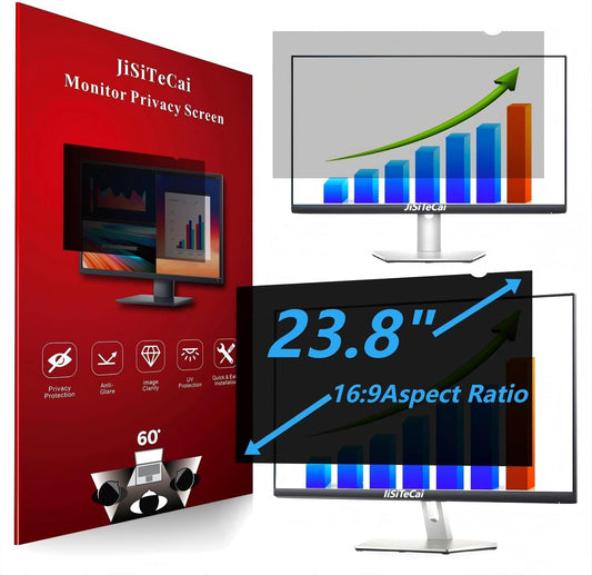 23.8 Inch 16:9 Computer Privacy Screen Filter for Monitor - Privacy Shield and Anti-Glare Protector