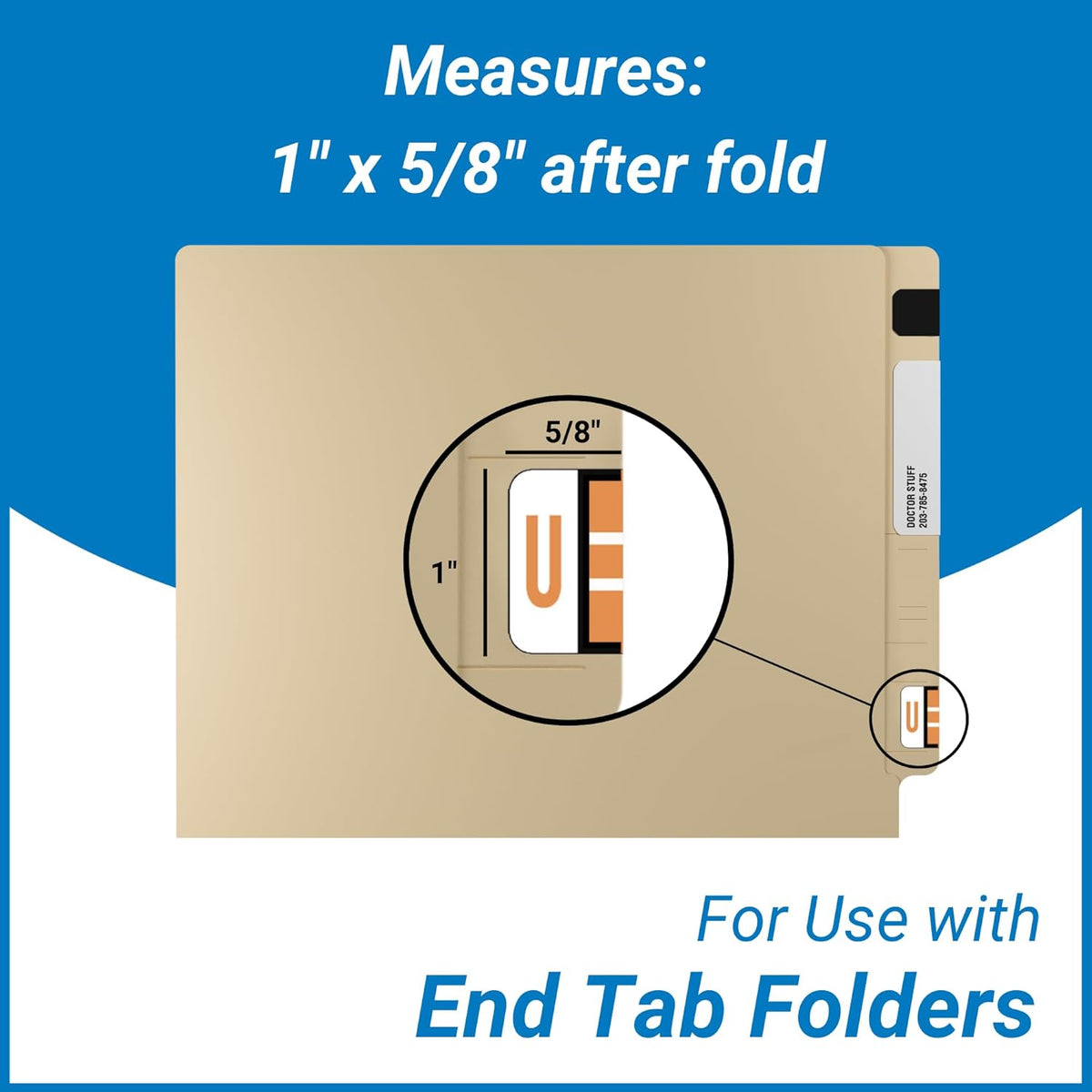 Doctor Stuff - File Folder Labels, Alphabet Letter U Stickers, Compatible with Smead BCCR/BCCS - TPAM Series Alpha Stickers Fluorescent Orange, 1" x 1-1/4", 120 Labels per Package