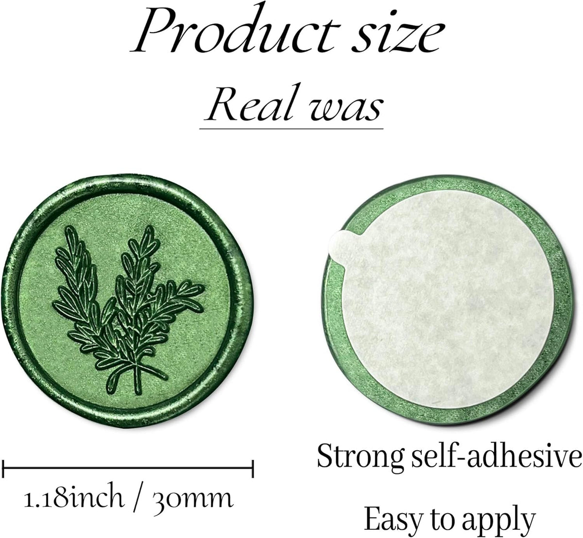 50Pcs Wax Seal Stickers Handmade Envelope Seals Self Adhesive Wax Stickers for Wedding Party Invitations, Envelope, Gift Wrap, Christmas(Rosemary Style, Green)
