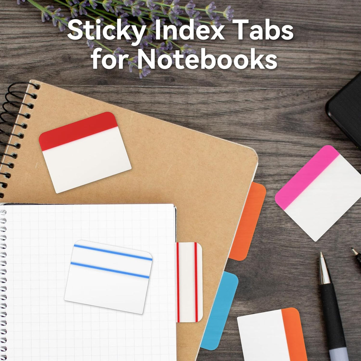 600 Pieces Tabs 2 Inch Sticky Index Tabs, Colored Page Markers Repositionable Divider Tabs for Notebooks, Binders, File Folders, Books (30 Sets 10 Colors)