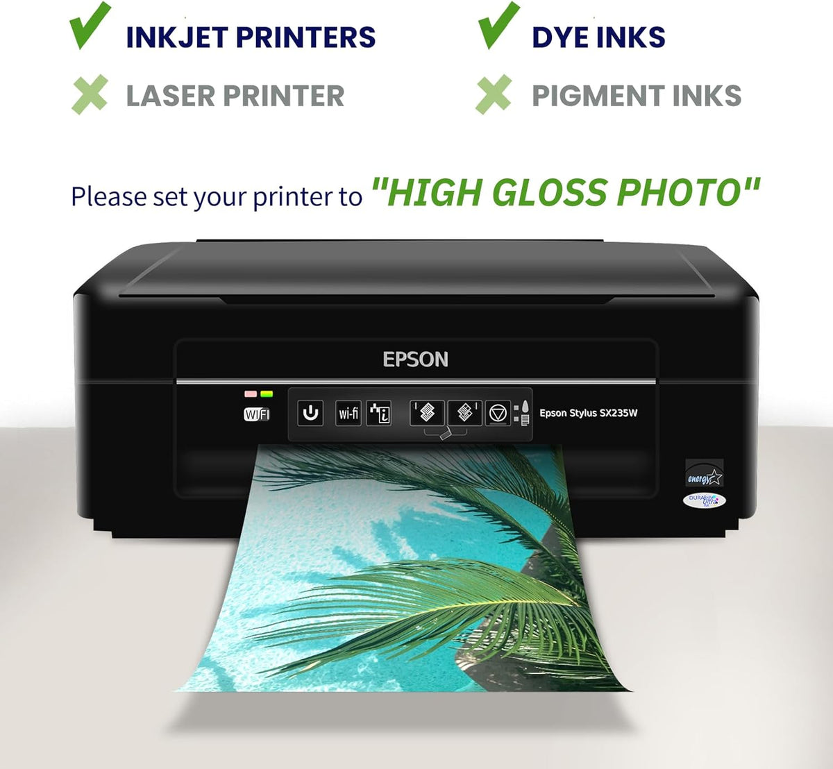 100 Sheets Glossy Photo Paper 8x10, Goefun 200GSM/54LB Inkjet Printer Paper for Dye Ink