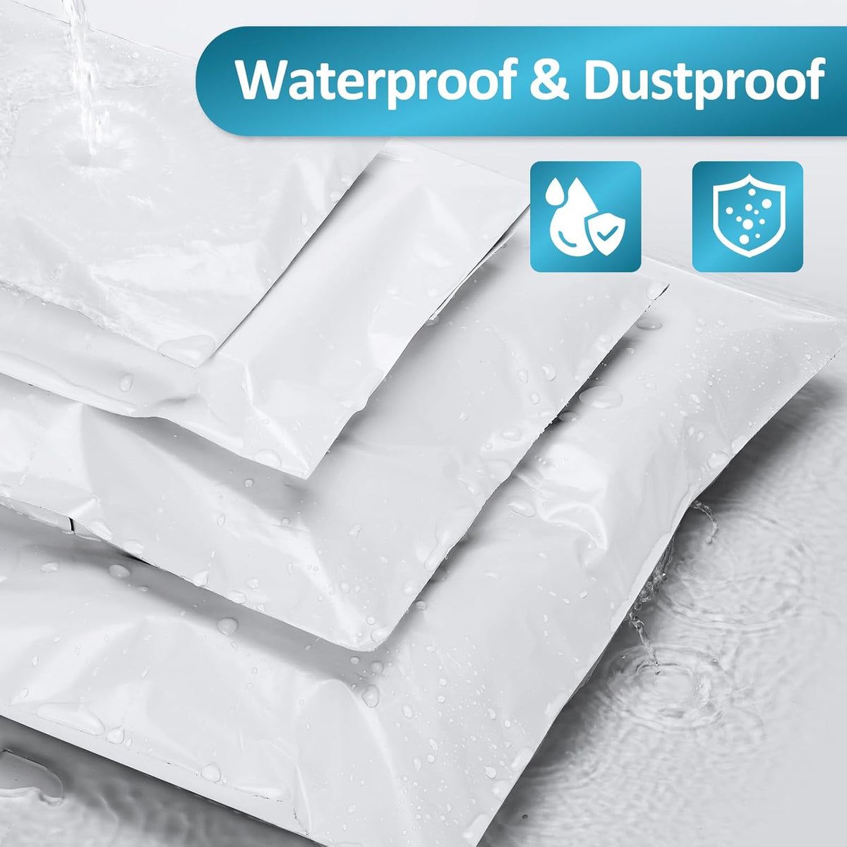 UCGOU 100 Pack White Poly Mailers Variety Size Pack, 10x13 Inch & 12x15.5 Inch & 14.5x19 Inch &19x24 Inch, 25 PCS Each Shipping Bag, Self-sealing Adhesive Mailers Assorted Sizes for Small Business