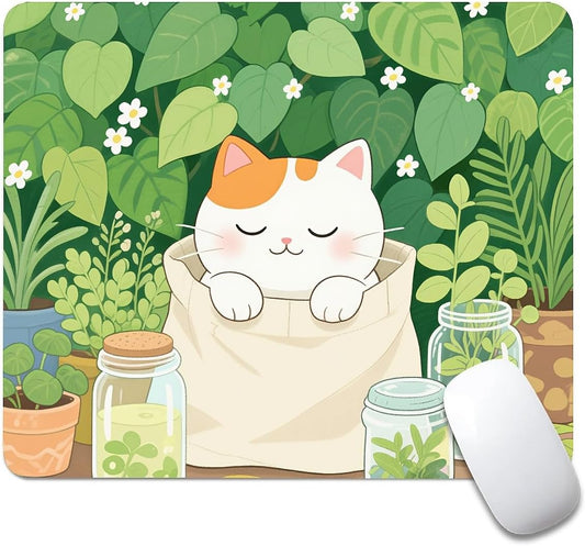 Square Mouse Pad Cute Kitten, Personalized Premium-Textured Custom Mouse Mat Design, Washable Mousepad Cloth, Non-Slip Rubber Base Computer Mouse Pads Cat for Wireless Mouse