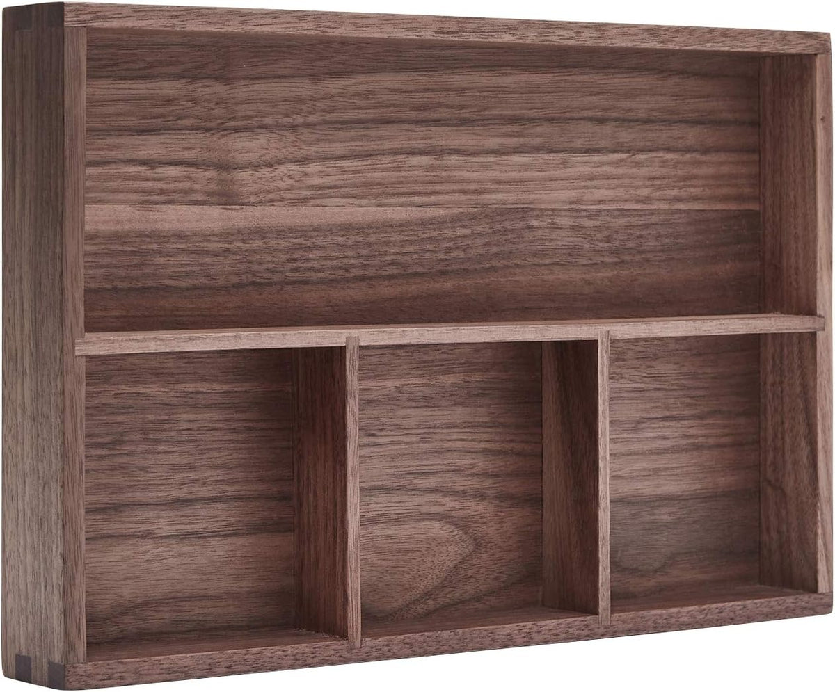 pandapark Wood Organizer Tray,Black Walnut,Desk & Drawer Storage Box (Walnut Master)
