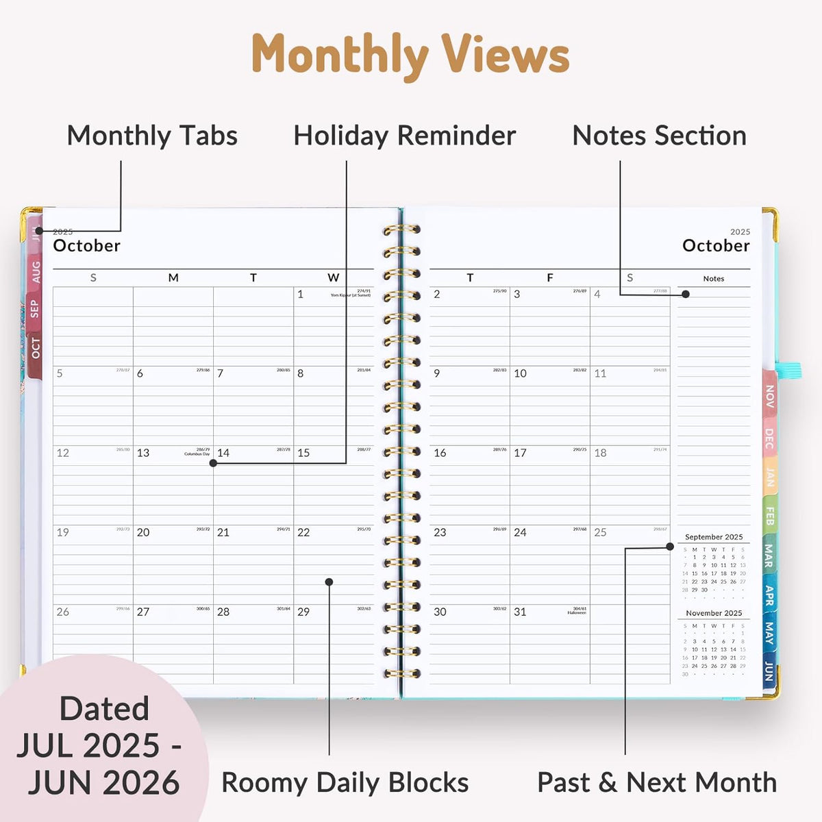 Forvencer Planner 2025-2026 for Women, Academic Year Monthly and Weekly Planner, July 2025 - Jun 2026, 8.5" x 11", Hardcover Student Teacher Planners Agenda Calendar Book with Tabs, Light Green