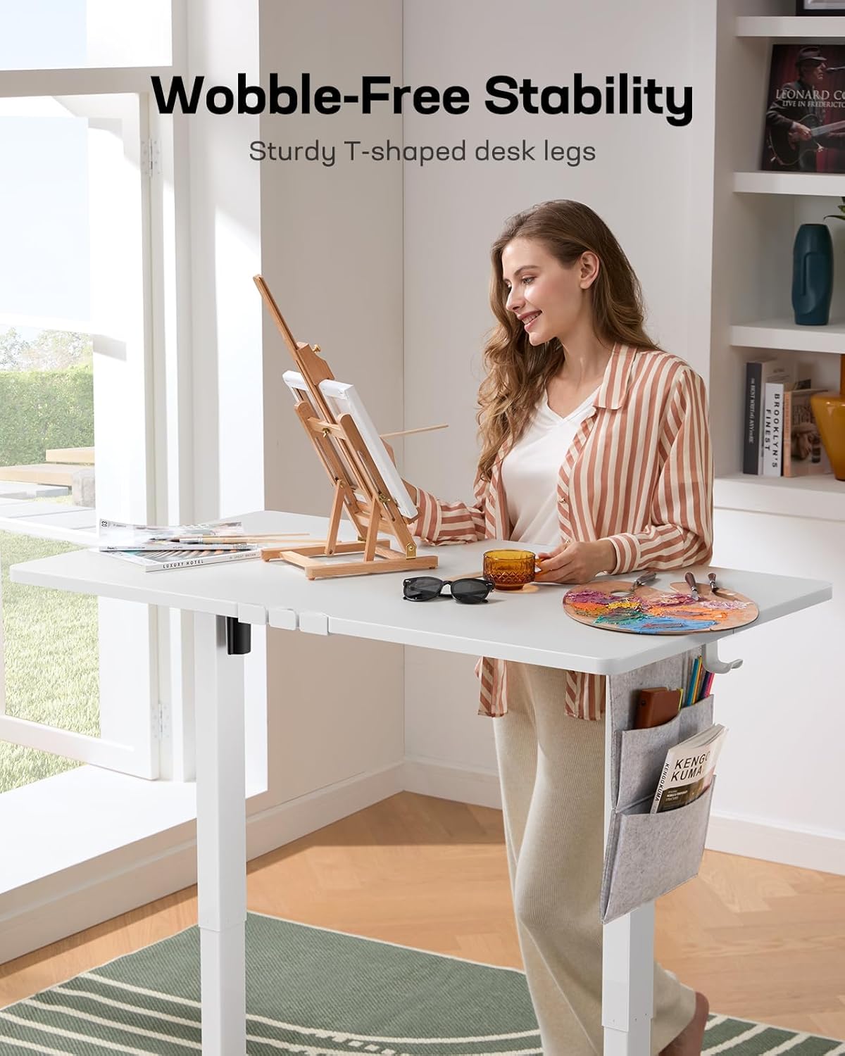 Marsail 55x28 Electric Standing Desk - Adjustable Height Computer Desk with Memory Presets, Storage Bag & Cable Management for Home Office & Gaming Workstations