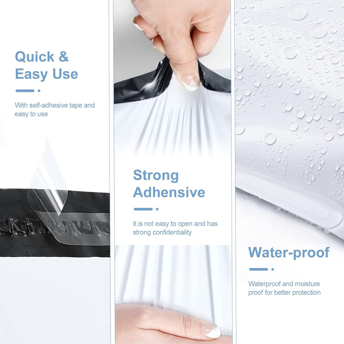 Metronic 1000PC Poly Mailers 12x15.5, Sturdy Shipping Bags for Small Business, Waterproof Mailers Poly Bags, Strong Adhesive Shipping Envelopes for Clothing, Efficient Mailing Envelopes in White