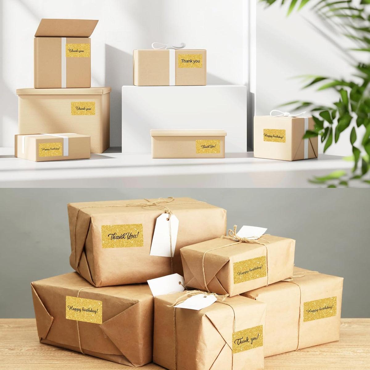 Direct Thermal Label 2x1 Inch- Barcode Labels- Holographic Thermal Sticker Labels for Address, Shipping, Compatible with Rollo Label Printer & MUNBYN& Zebra (300 Labels/Gold)