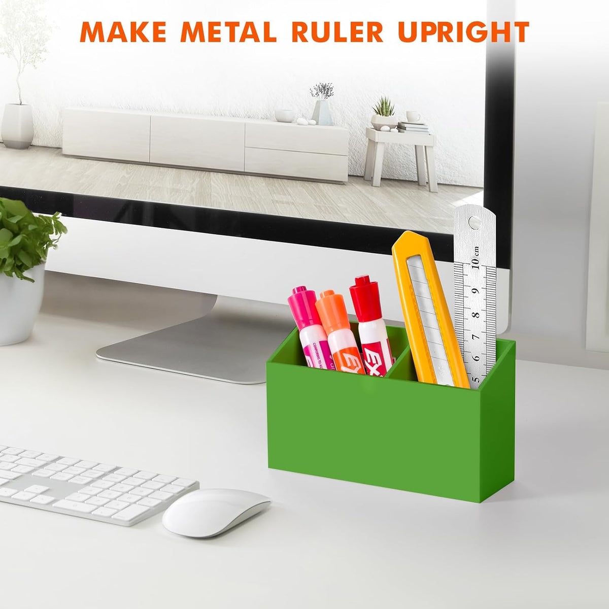 BEYGORM Magnetic Dry Erase Marker Holder for Whiteboard,Non-slip Acrylic Magnet Pen Holder for Fridge Refrigerator,Locker Organizer for Work,Locker Accessories,Pencil Cup for Desk(Green)