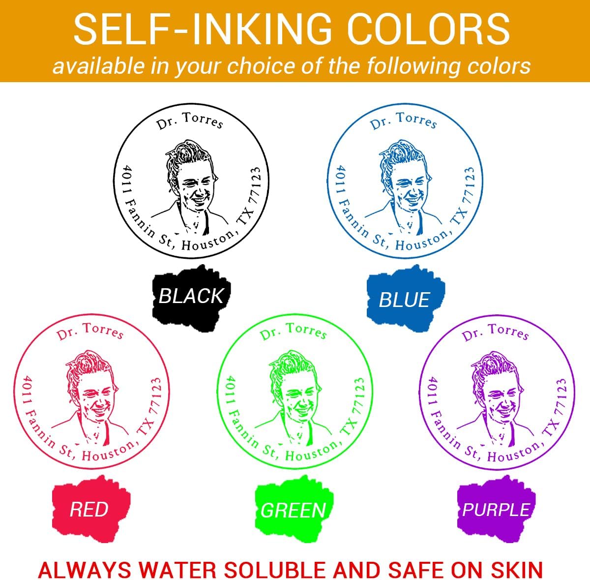 Personalized Photo face Stamp Custom Portrait Stamp Customized Self Inking Rubber Stamper with Text School Office Business Supplies Gift for Teachers Pets Kids Family Friends Client Employees, Round