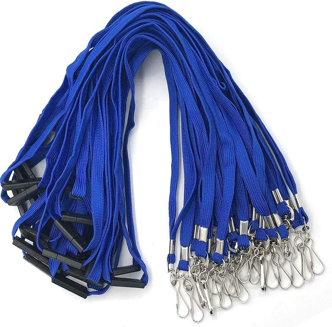 Bird Fiy Lanyards Safety Blue Lanyards Neck Flat Premium Breakaway Badge Lanyard with J-Hook for ID Nametag Badge Holder (Blue, 25 PCS)