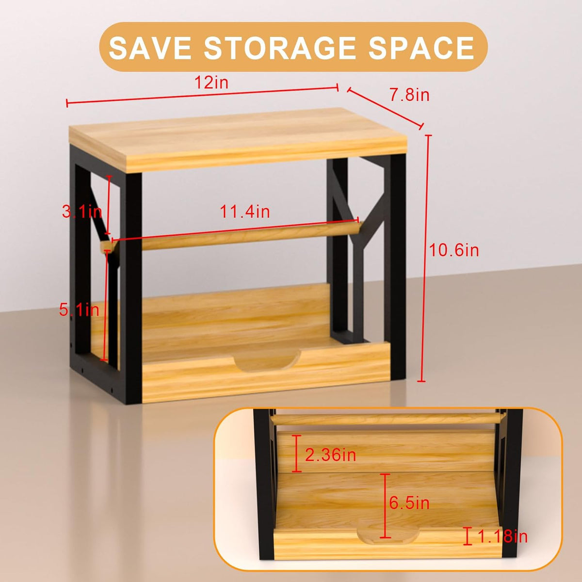AO LI GEI Label Holder for Rolls and Fan-Fold Labels,Wooden Thermal Label Roll Holder for Shipping Label Stand Desktop Printer Holder for Home Office Accessory Sticker Dispenser