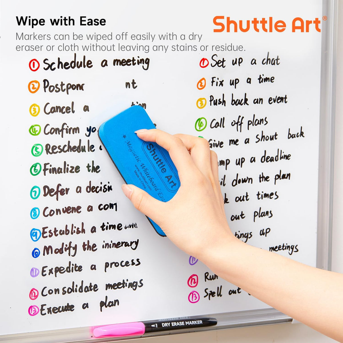 Shuttle Art Dry Erase Markers, 32 Pack 16 Colors Whiteboard Markers,Fine Tip Dry Erase Markers for Kids,Perfect For Writing on Whiteboards,Dry-Erase Boards,Mirrors,Calender,School Office Supplies