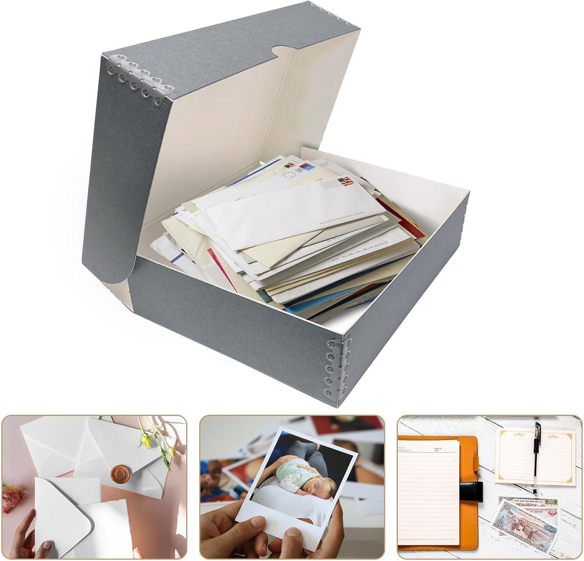 Lineco, 9x12 Clamshell Archival Folio Storage Box, 3" Deep, Acid-Free with Metal Edge Preservation Box. Preserves Picture Magazines Longevity, Organize Photos or Documents, Artwork, DIY, Pack of 2