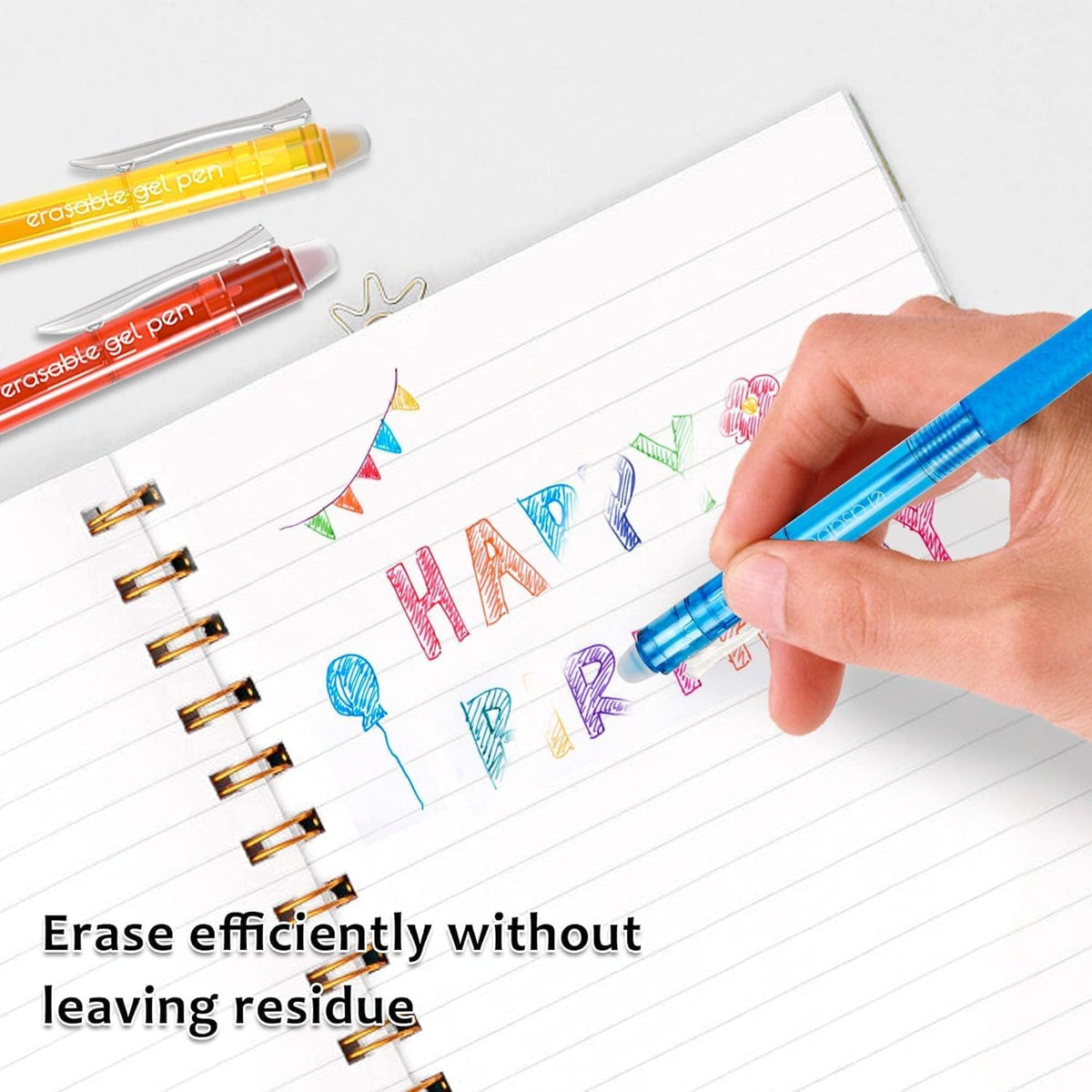 Erasable Gel Pens, 12 Colors Retractable Fine Point Erasable Pens Clicker, Assorted Color Inks, Make Mistakes Disappear for Drawing Writing Planner and Crossword Puzzles