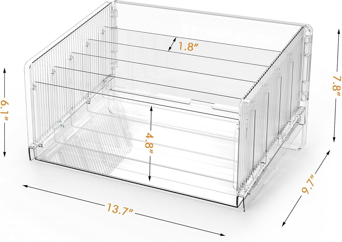File Sorter Organizer, 5 Sections Acrylic Letter Tray for Desk, Mail Organizer Letter Holder for Envelopes, Mail, Electronics 2Pack 2PCS