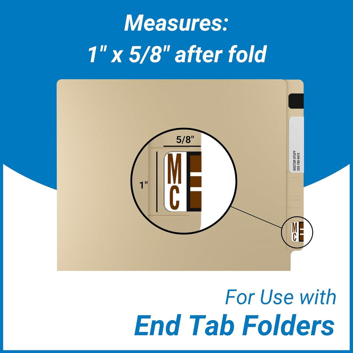 Doctor Stuff - File Folder Labels, Alphabet Letter Mc Stickers, Compatible with Smead BCCR/BCCS - TPAM Series Alpha Stickers Brown, 1" x 1-1/4", 120 Labels per Package