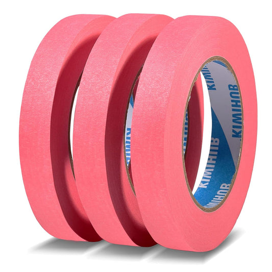 Pink Painters Tape,0.7" x 60 Yards x 3 Rolls (180 Yards Total) - Medium Adhesive Masking Tape for Painting,Labeling,DIY Crafting,Decoration and School Projects