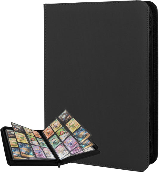 Trading Card Binder 9 Pocket with Zipper, Fvxldcz PU Cover Card Collection Binder 540 Cards Sleek Side-Loading Card Album, Sturdy Card Collection Folder for TCG, MTG, Yugioh, Sport Cards