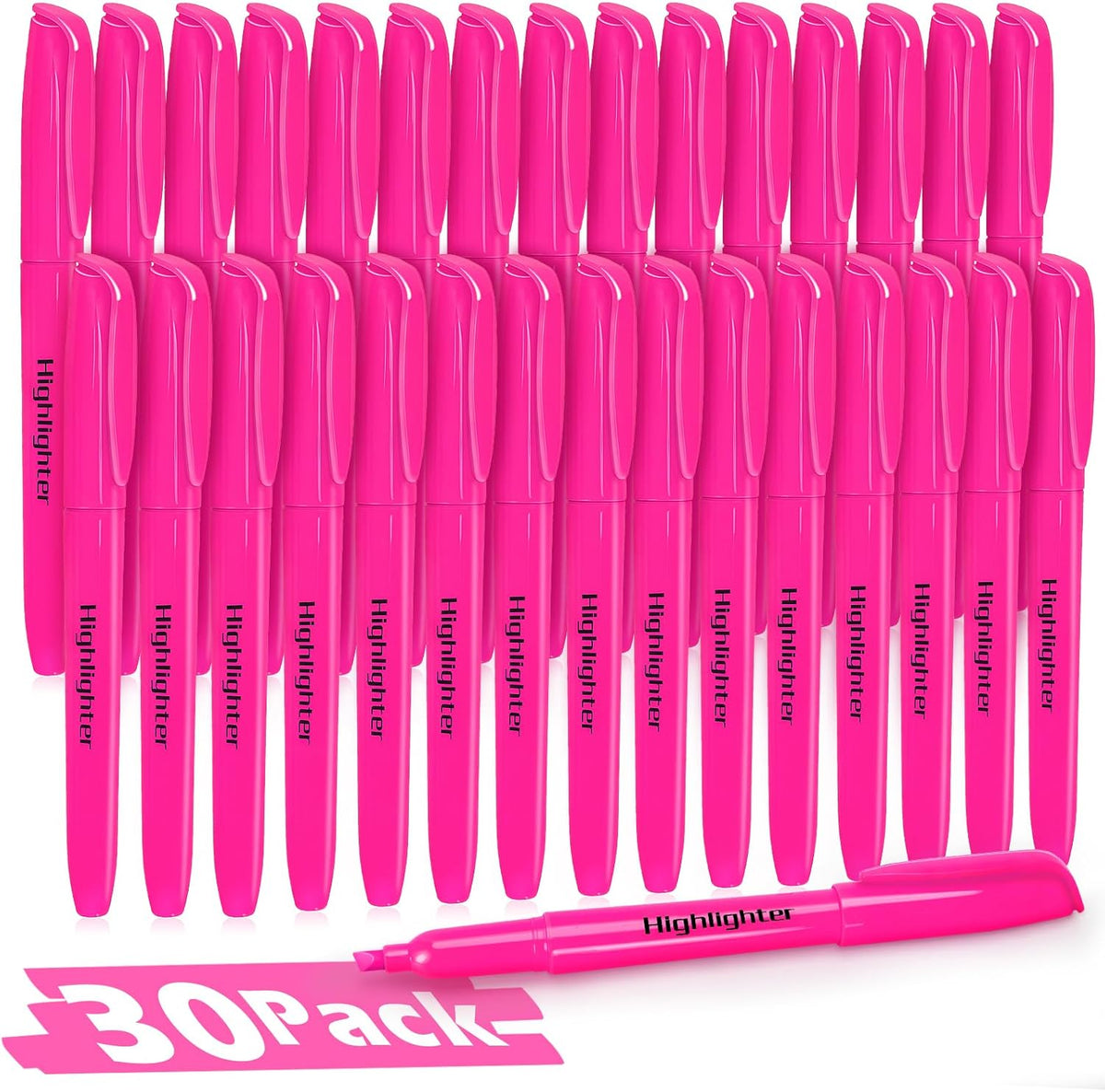Duchong Highlighters, 30 Packs Pink Highlighter Bright Colors Bulk, Chisel Tip Dry-Quickly No Bleed Highlighter Markers for Adults Kids, Office Classroom Must Have, School Supplies for Teachers
