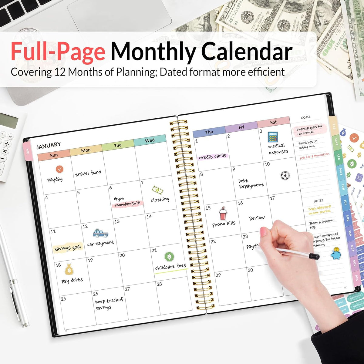 2026 Budget Planner - Monthly Budget Book from JAN 2026 - DEC 2026 with Expense Tracker Notebook, A4 Size (8.5" x 11") Bill Organizer & Finance Planner Account Book to Manage Your Finances, Black