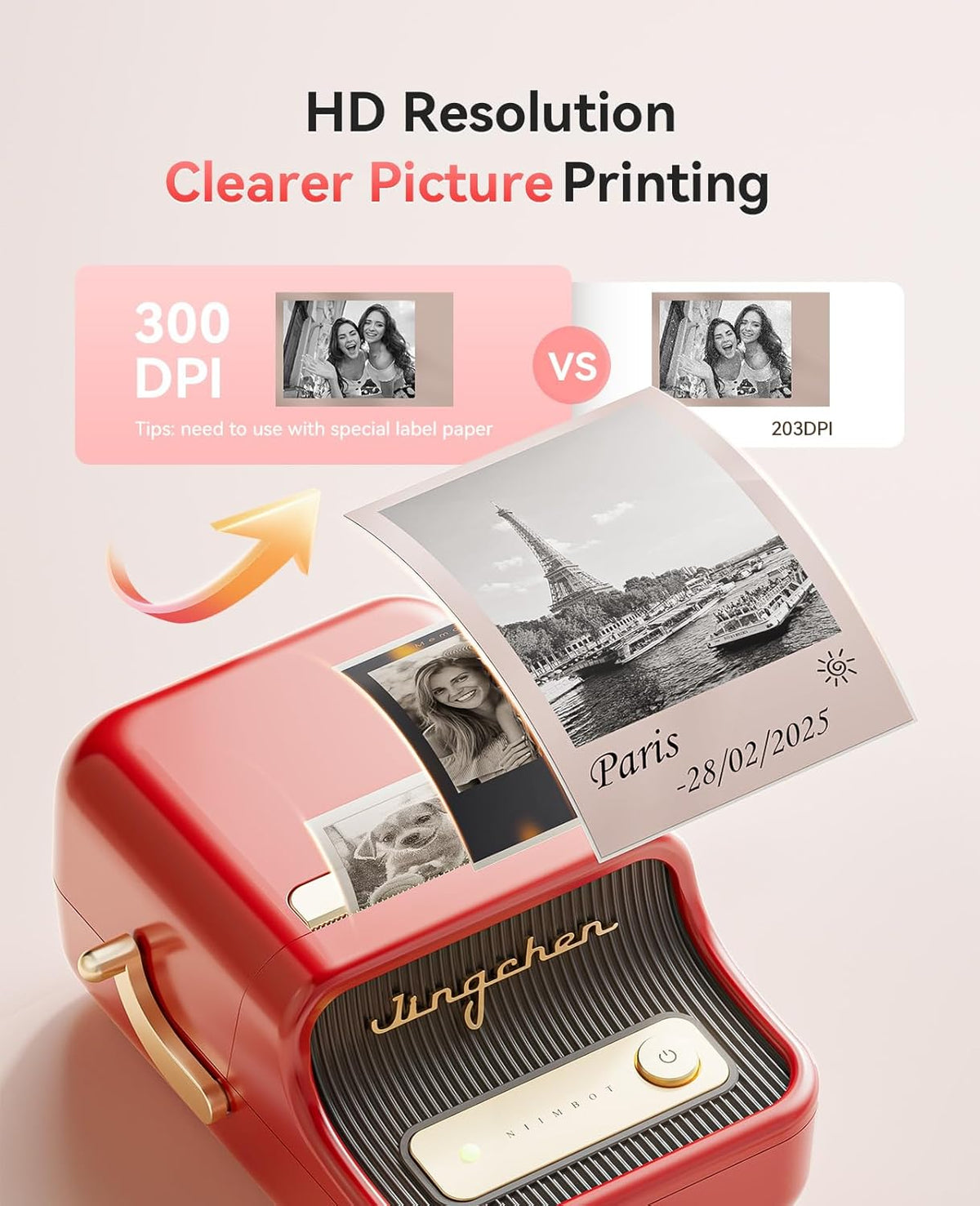 NIIMBOT B21 Pro Label Maker, 300DPI HD Label Printer, Ideal for Notes,Photos, Study Graphics, Memo Maker,50x30mm Label,230Pcs(Red)