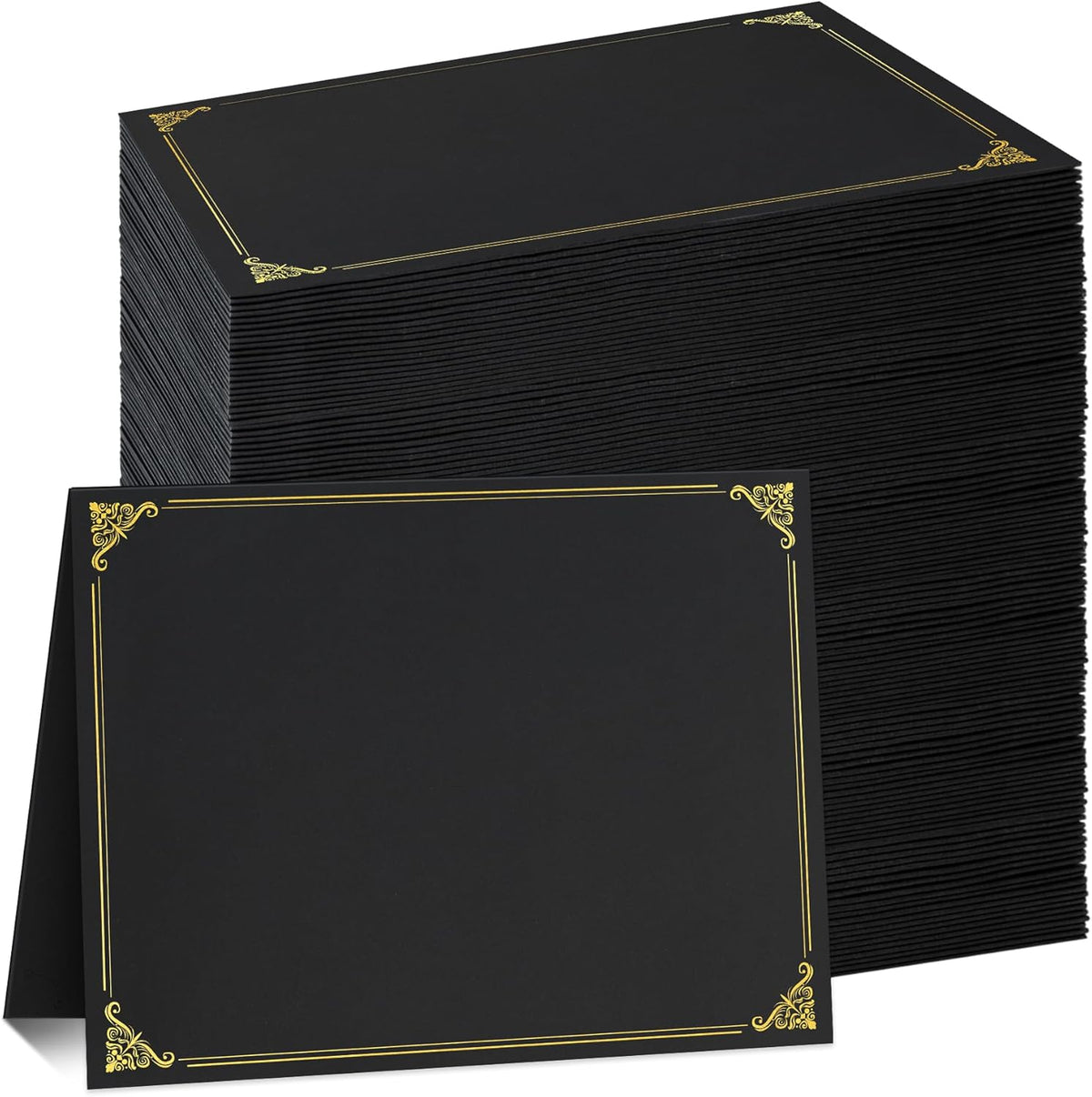 Ndsox 120 Packs Black Certificate Holders, Graduation Diploma Holders, 350GSM, Diploma Covers with Gold Foil Border for Letter Size 8.5" x 11" Award Certificate Paper, Cardstocks and Documents