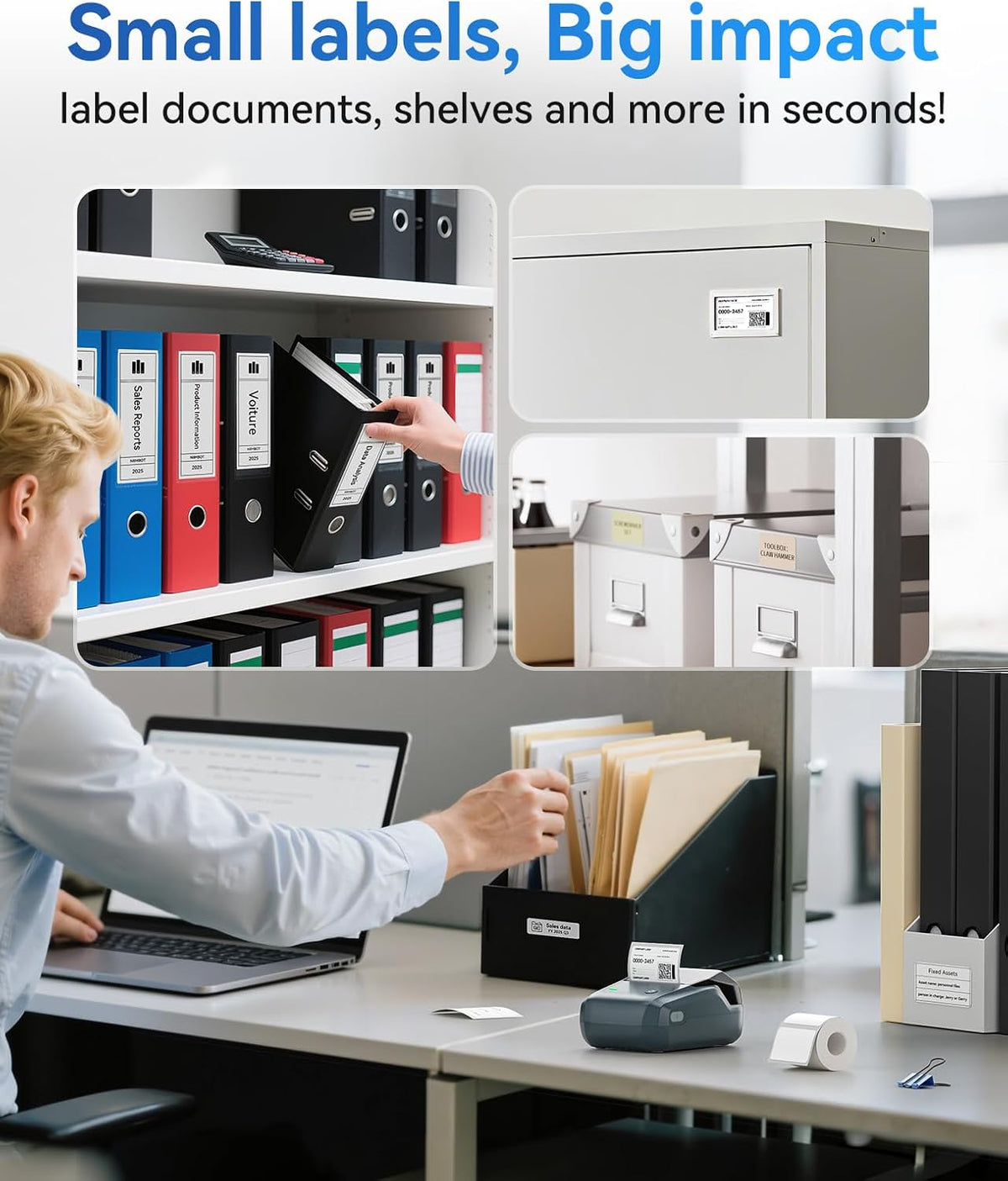 NIIMBOT B1 Label Maker Machine with Tape, Thermal Label Printer Easy to Use for Office, Home, Business, 2 Inch Label Maker with 2'' x1.18'' Labels