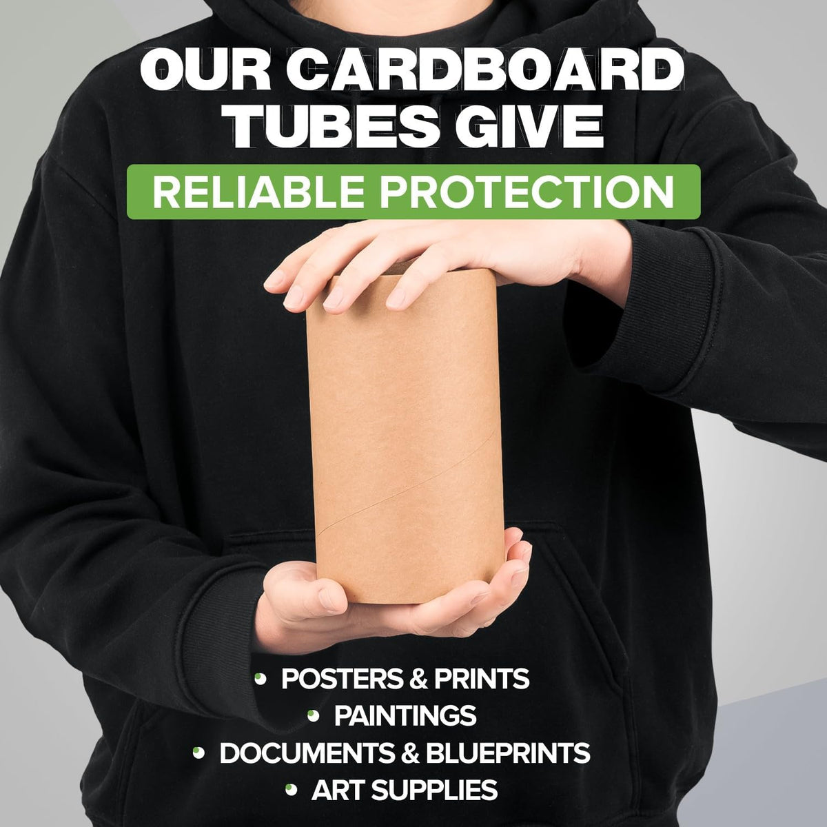4" x 6" Reinforced Kraft Paper Mailing Tubes, Pack of 6 Tubes with 2 Caps Each – USPS Approved Poster Tube – Made in USA Cardboard Tube for Shipping and Storing Posters, Prints, Artwork, or Documents