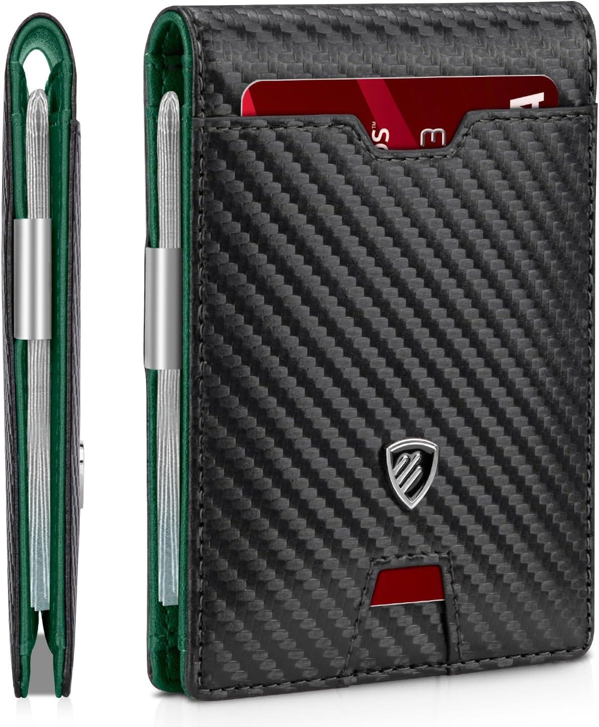 RUNBOX Mens Slim Wallet with Money Clip RFID Blocking Bifold Credit Card Holder for Men with Gift Box
