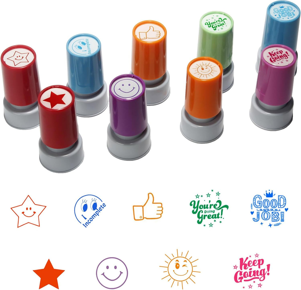 Pack of 9 Sorted Teacher Stamps Self-Inking Rubber Stamps Teacher Comments Photosensitive Stamps Behavior Stamper for Education Review