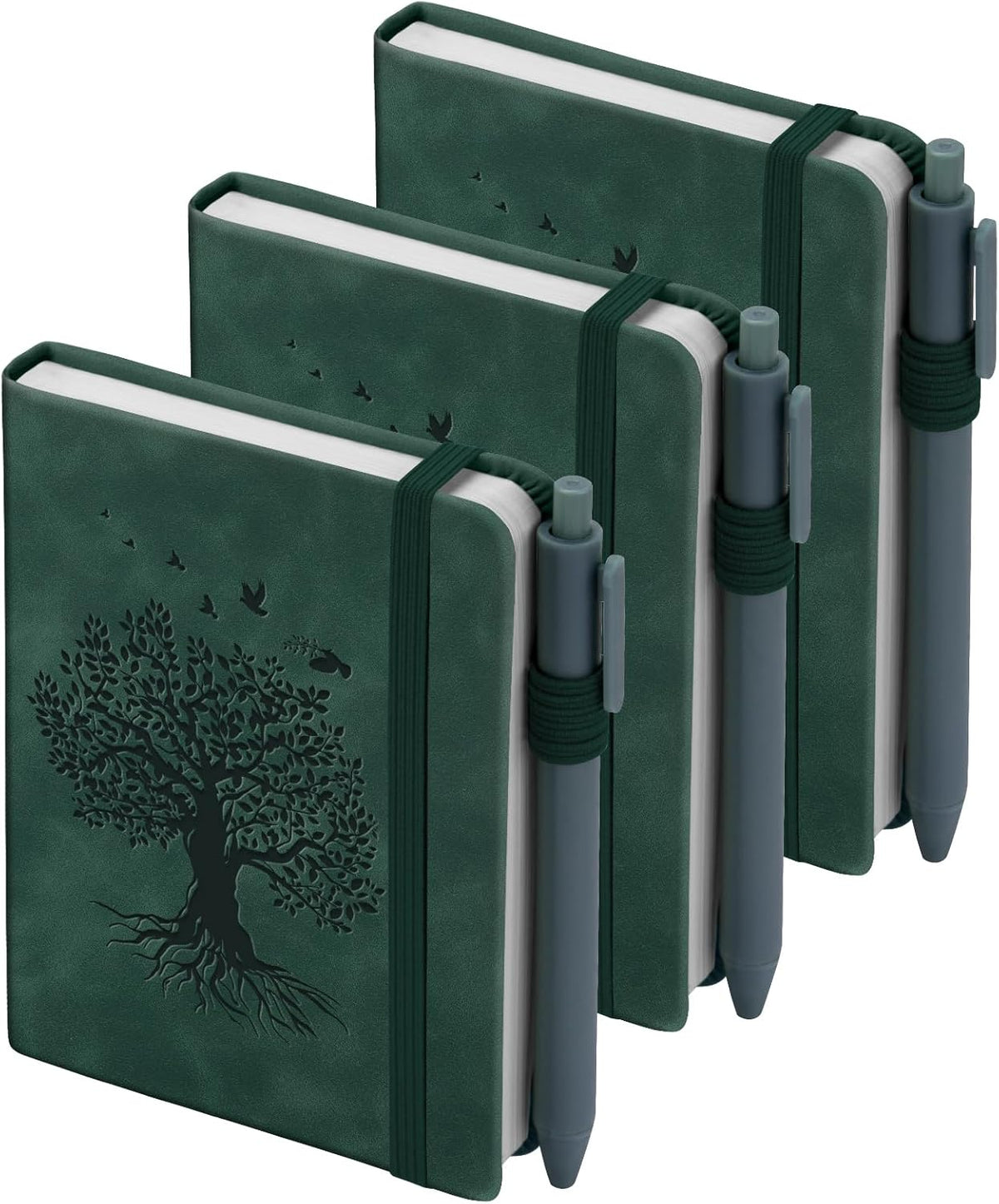 3 Pack Pocket Journaling Notebooks, A6 Small Notebook For Note Taking Journaling Notebooks Journals For Writing Mini Note Pads With Pen Holder 120 Pages 100 GSM Thick Paper-3 Green
