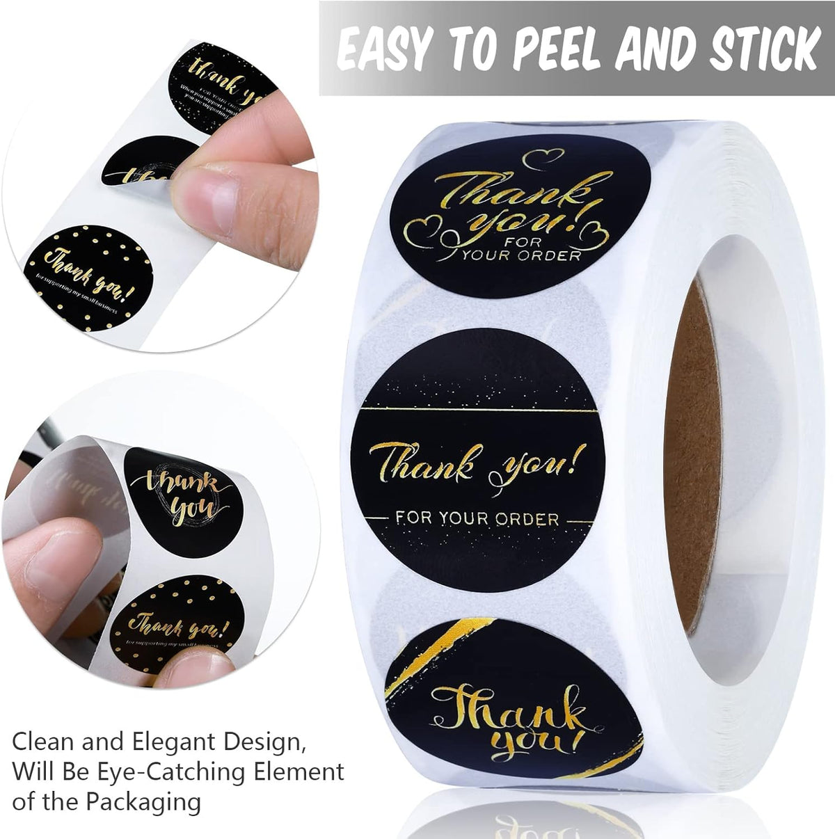 1120 Pcs Thank You Cards and Stickers Set, Include 120 Business Card 1000 Roll Labels Thank You for Supporting My Small Business Stickers Package Insert(Fresh Style)