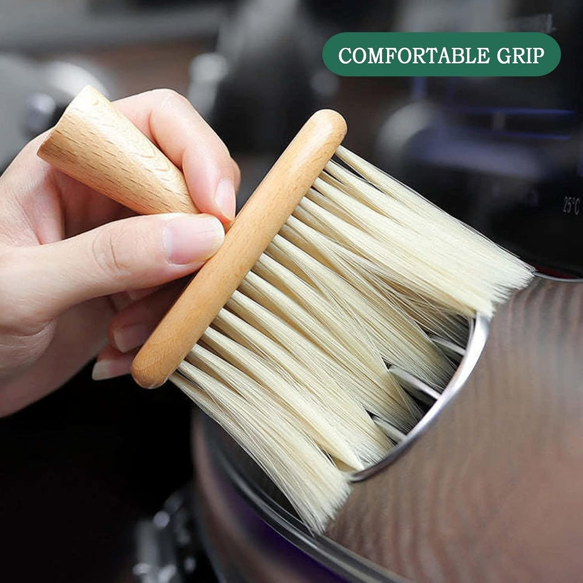 High Density Ultra Soft Detail Brush Kit - Automotive Interior Cleaning Tool with Soft Hair, Wooden Handle, Deep Cleaning for Keyboards, Laptop, Sofa and Dusting (B-1PC)