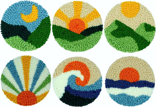 Mefatus Punch Needle Kit for Beginners Adults Kids Easy Punch Needle Embroidery Kit Tool Threader Fabric Hoop Yarn Rug Tufting Coaster Art and Crafts