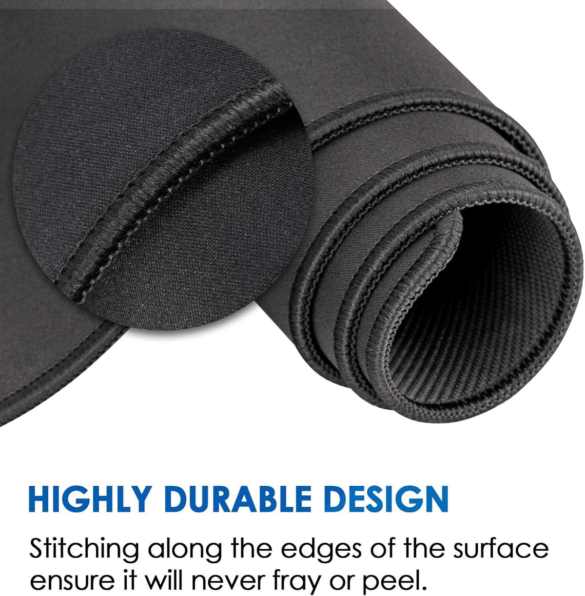 KTRIO Large Gaming Mouse Pad with Superior Micro-Weave Cloth, Extended Desk Mousepad with Stitched Edges, Non-Slip Base, Water Resist Keyboard Pad for Gamer, Office & Home, 35.4 x 15.7 in, Black