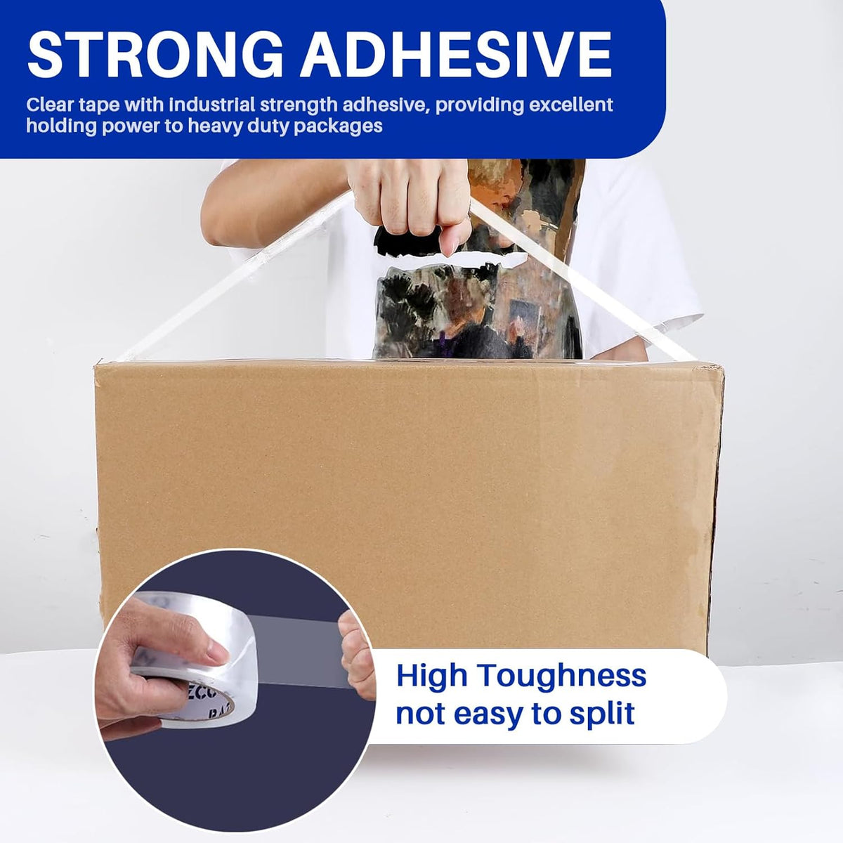 Clear Packing Tape, 12 Rolls Heavy Duty Packaging Tape with Dispensers for Packing Shipping Moving and Sealing, Thicker Packing Tape-2" x 65 Yards Per Roll, 780 Total Yards