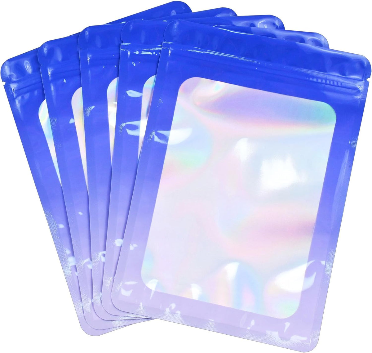 Resealable Mylar Pouch Pen Bags Great for Office Home Party Favor Food Storage Cookies Sample Jewelry Snack (100PCS, Purple and Blue Color, 2.4 x 4 inch)