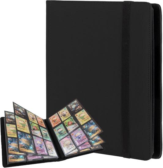 Trading Card Binder 9 Pocket, Fvxldcz PU Cover Card Collection Binder 540 Cards Sleek Side-Loading Card Album, Sturdy Card Collection Folder for TCG, MTG, Yugioh, Sport Cards (Black-2)