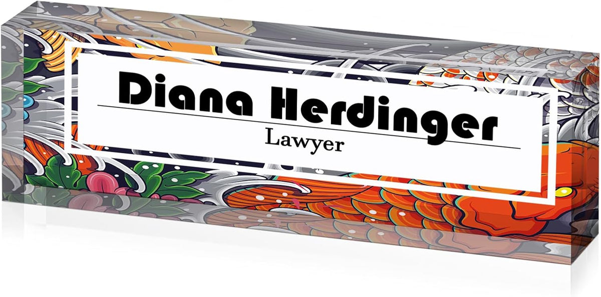 Custom Acrylic Name Plate, Office Name Plate, Personalized Name Plate, New Job Gift, CoWorker Gift, Custom Office Desk Decor, Phd Gift (Marble design)