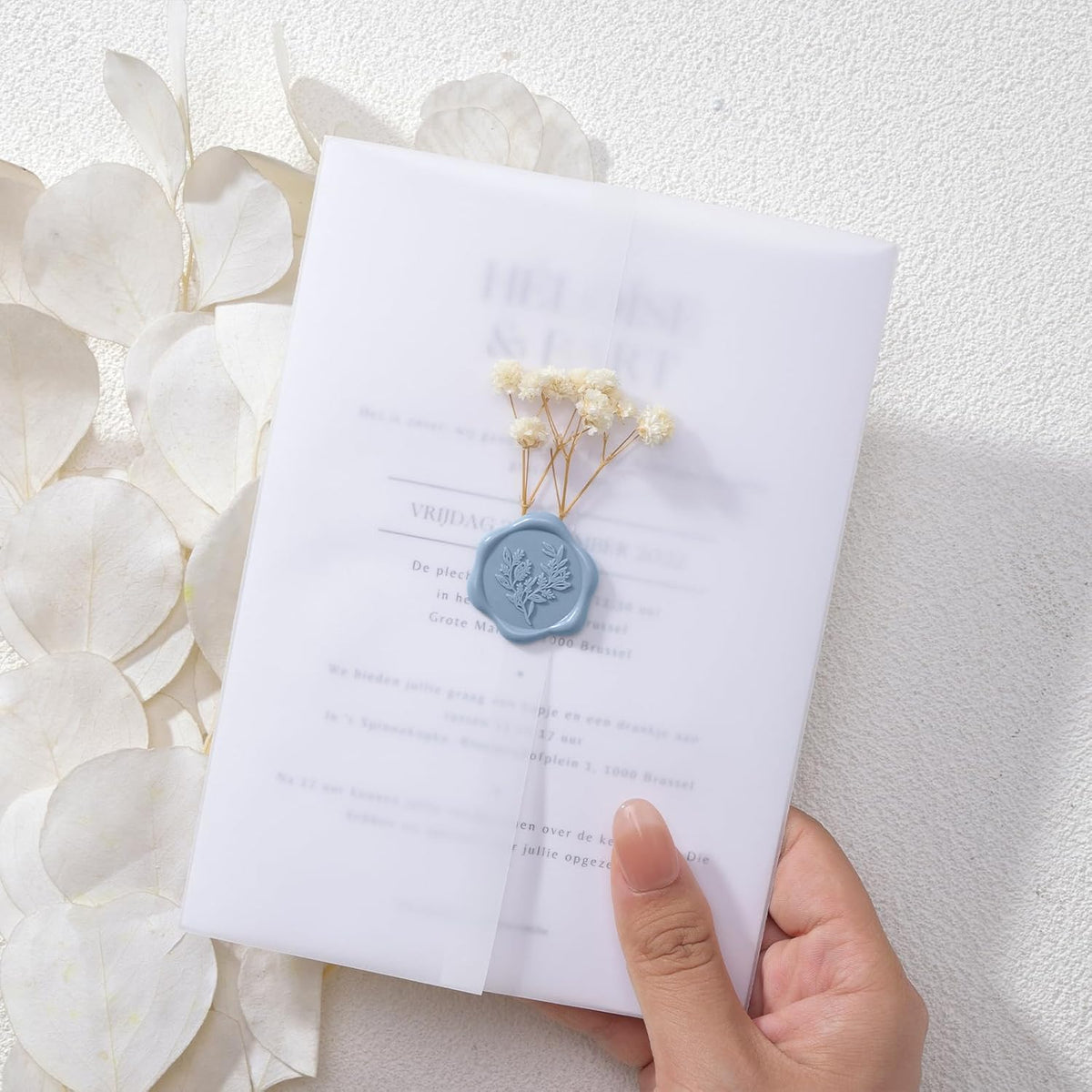 UNIQOOO Wax Seal Stickers - (3 Designs in 1 Pack) Wedding Invitation Envelope Seal Stickers, 60 Pcs Self-Adhesive Stickers, Perfect for Invitation, Christmas, Gift Wrapping (Dusty Blue)